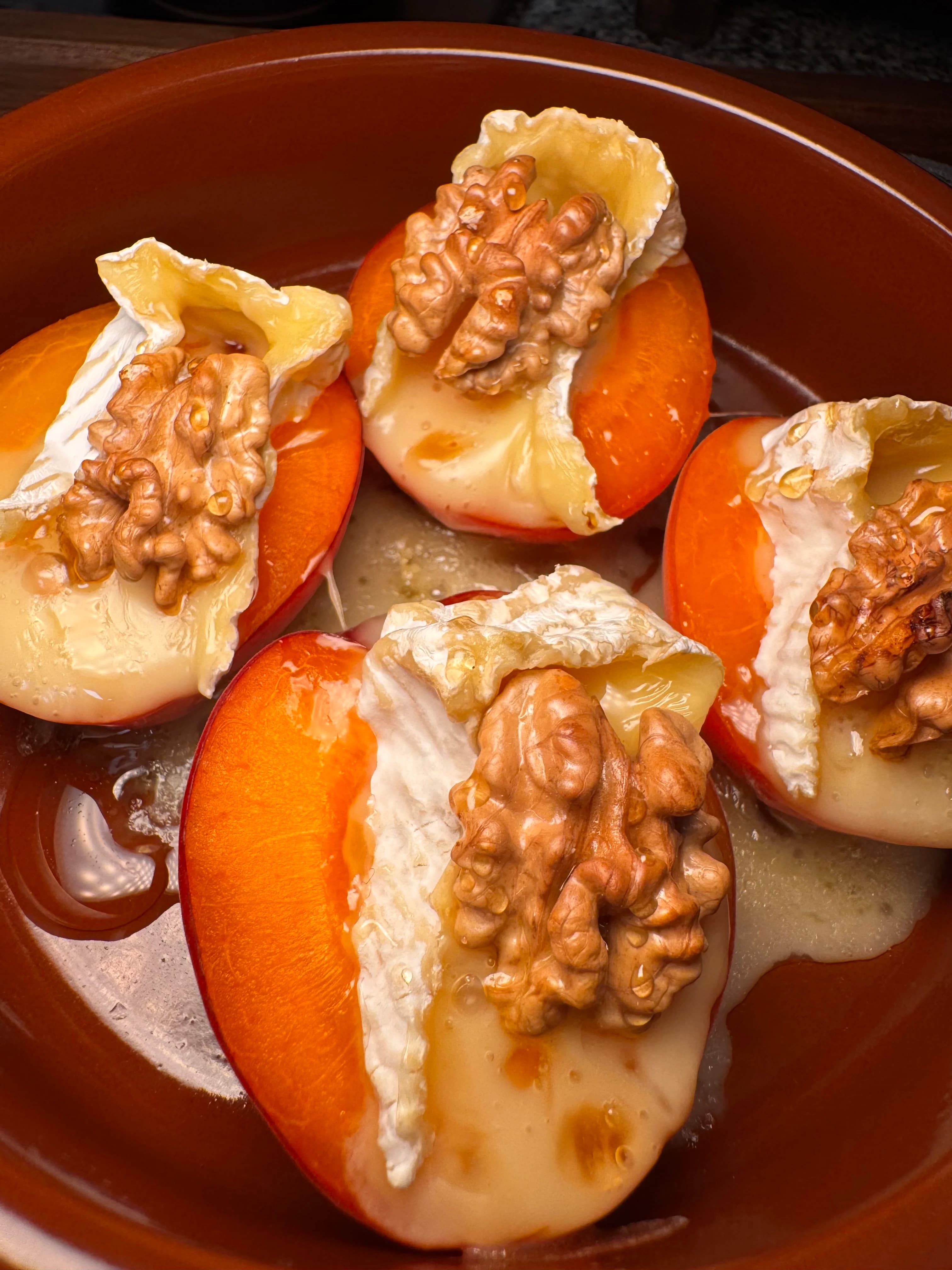 Baked Apricots with Camembert & Walnuts