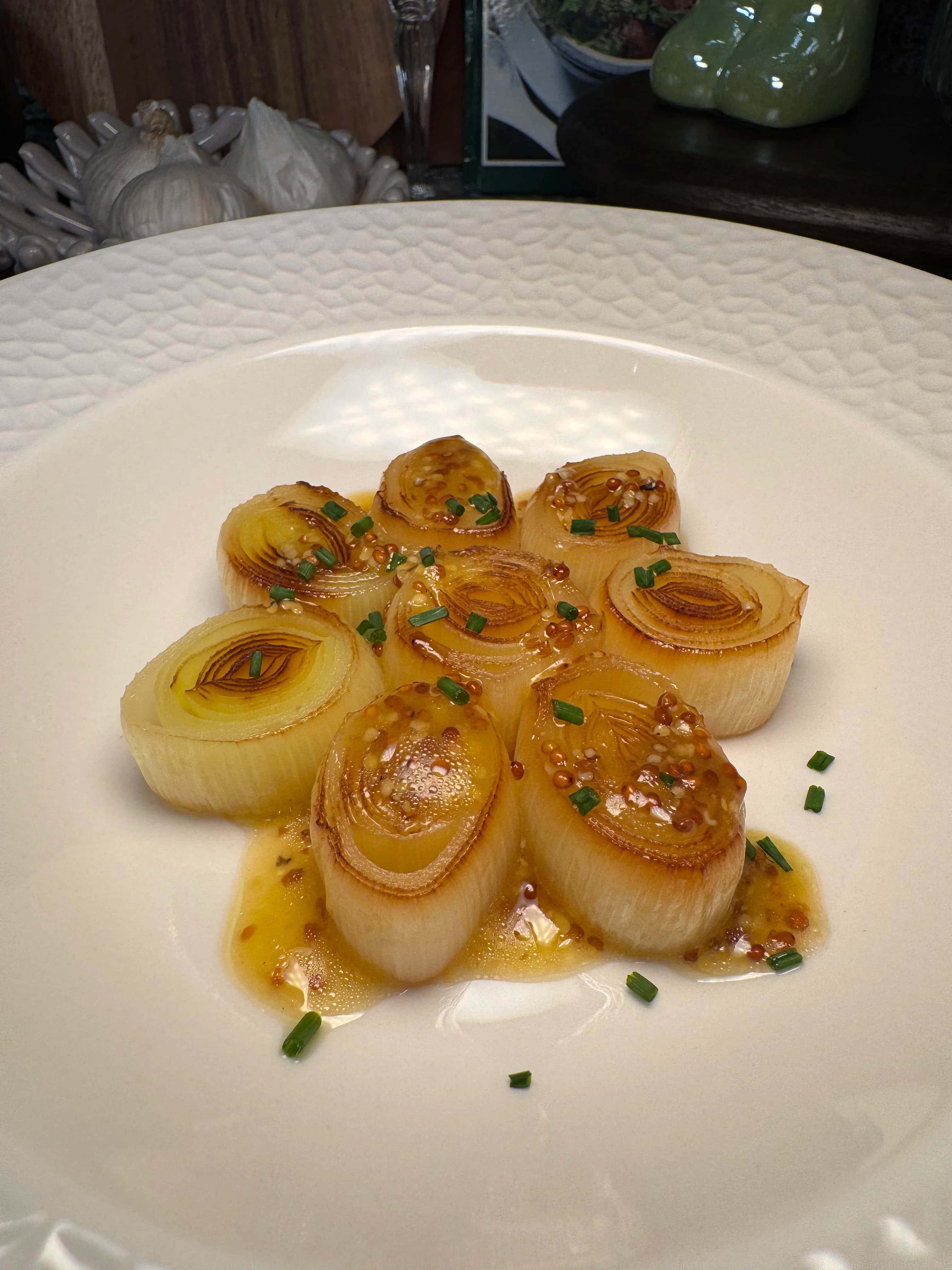 Quick Leeks with Apricot Mustard Vinaigrette